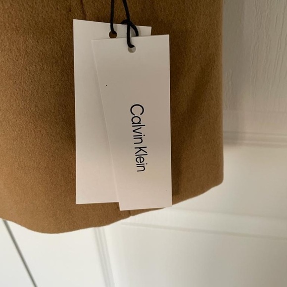 NWT Calvin Klein Classic Single Breasted Wool Cashmere Coat in Camel - Picture 12 of 15